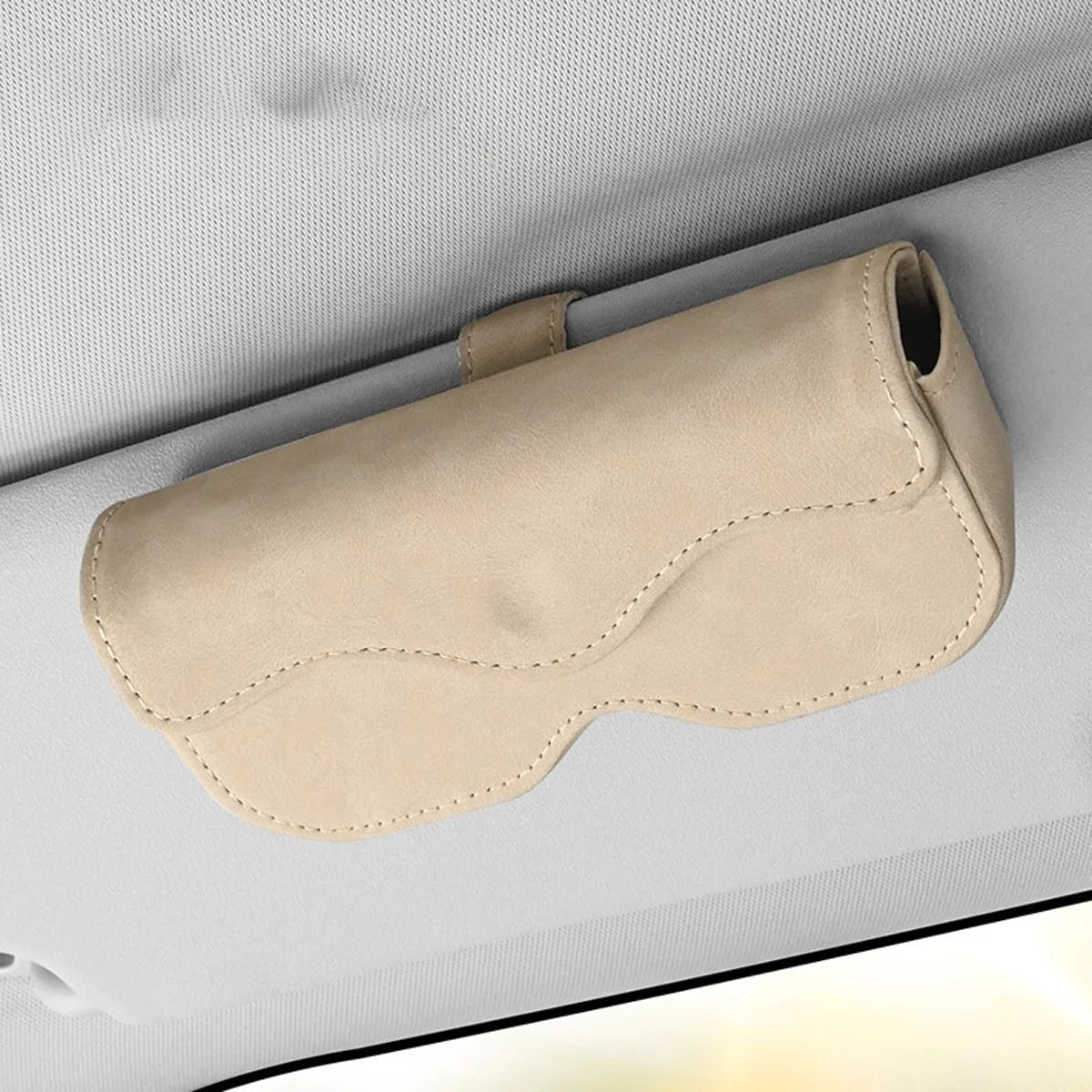 Suede Leather Car Eyeglass Case Automatic Closing Non-slip Auto Sun Visor Glasses Holder Magnetic Multi-functional Eyewear Clips