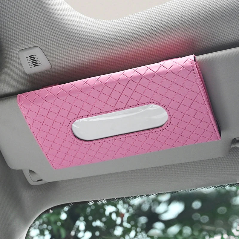New Car Tissue Box Soft Leather Auto Car Truck Sun Visor Hanging Holder Car Tissue Boxes Auto Interior Storage Accessories
