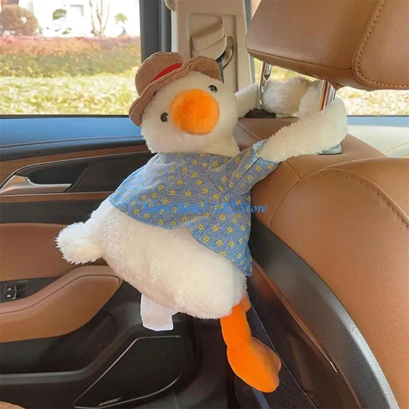 Car Headrest Tissue Box Car Interior Accessories Duck Animal Pattern Paper Case Hanging Napkin Holder Tissue Dispenser