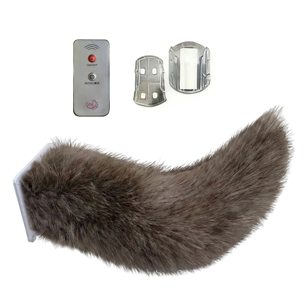 Remote Control Electric Wagging Fox Tail for Scooter Plush Faux Fur Car Rear Decoration Moving Animal Tail Accessory