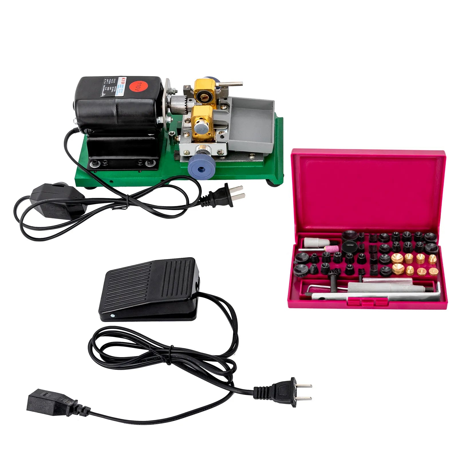 Green, Jewelry Hole Punch, Variable Speed Depth Adjust, Pearl Drilling Machine 280W 110V, for Jewelry Bead Drilling, Suitable Jewelry Diameter 0.2-1.38inch, Aluminum Body