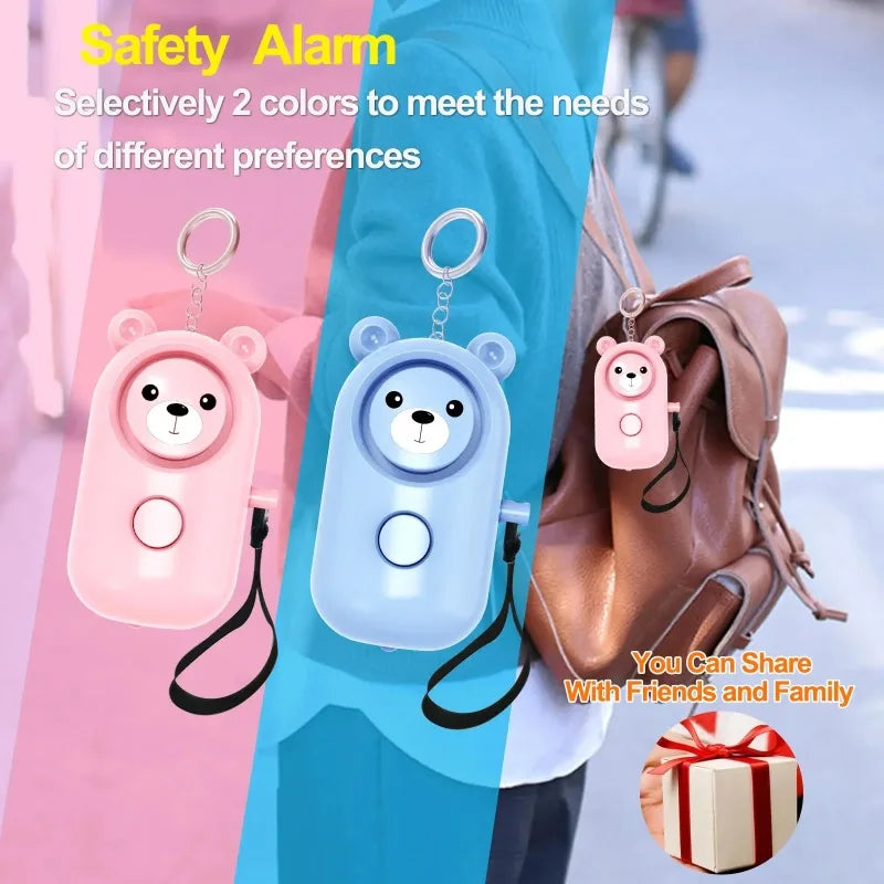 Bear Style Emergency Alarms,Security Alarm Keychain Protective Devices Personal Siren Ring with LED Light,130Db
