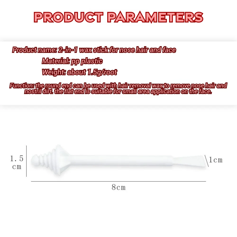 Painless Nose Wax Applicator Stick 2-in-1 Dual Head Disposable PP Plastic Nostril Cleaning & Facial Small Area Hair Removal Tool