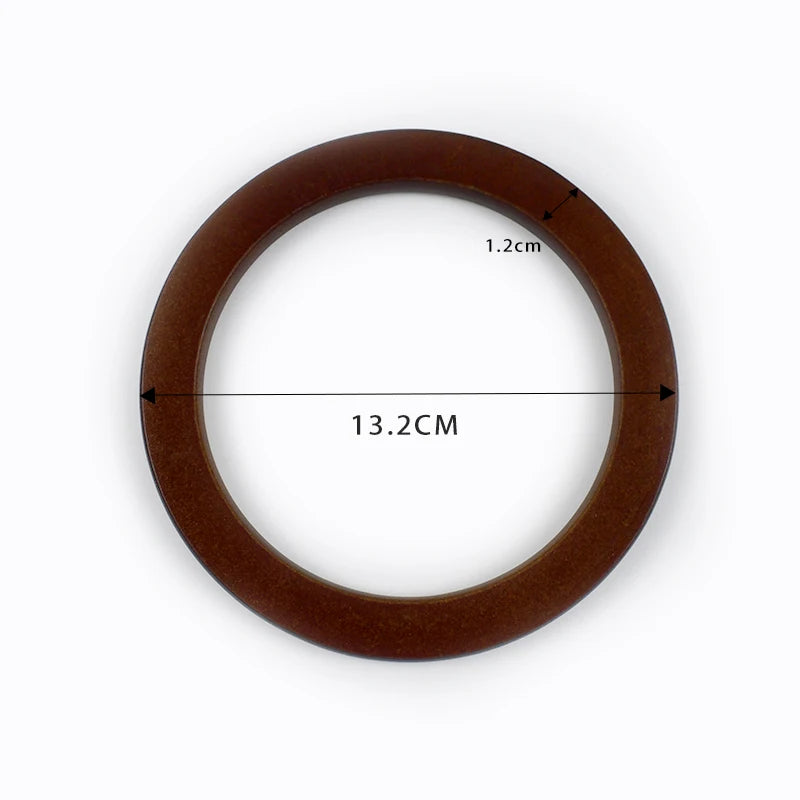 2Pcs Deepeel Natural Wooden Bag Handle Purse HandBags O Ring Handles Purses Round Frame DIY Bags Bracket Replacement Accessories