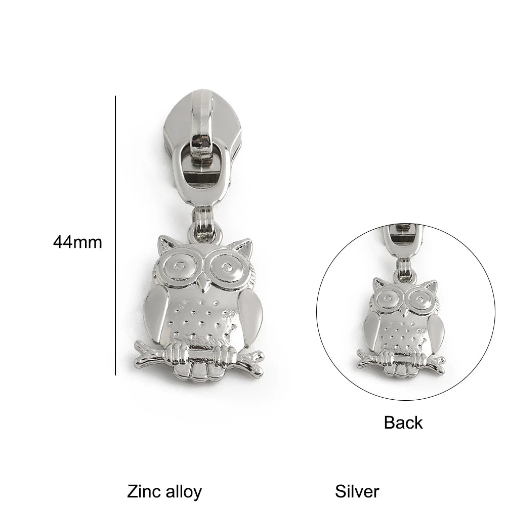 10/40/100PCS Owl/Dragonfly/Bee/Butterfly Shape 5# Nylon Zipper Sliders For Decorative Zipper Tab Bags Pocket Sewing Accessories