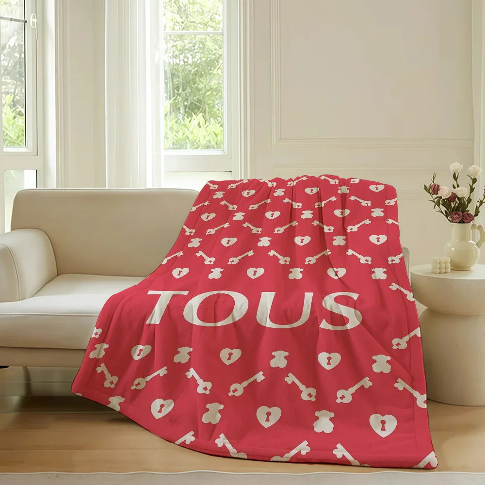 Fashion print T-TOUS  Blanket For Sofa Office Bed Plane Travel Sleep Read Relax Camping Soft And Warm