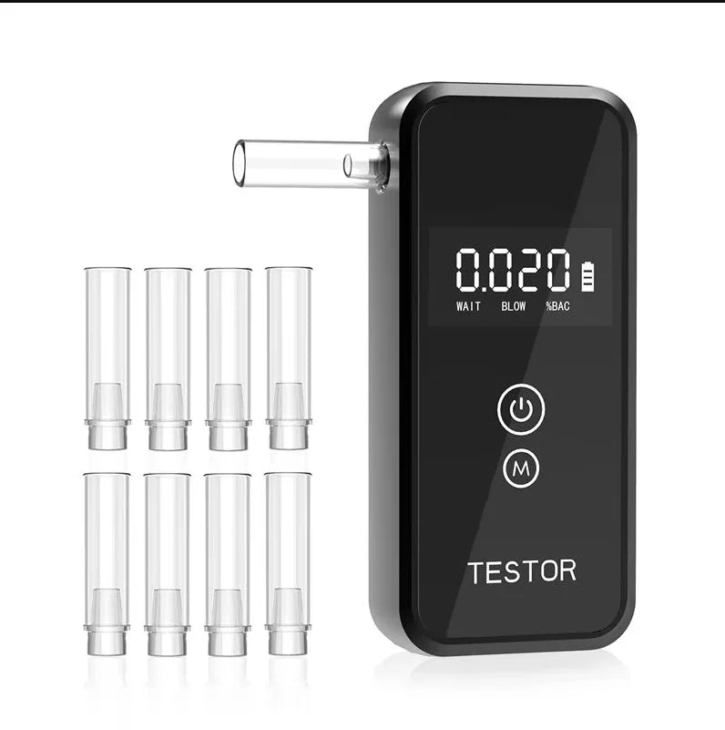 Professional Breathalyzer Alcohol Tester with Digital Display 8 Reusable Mouthpieces for Home Car Use Accurate Portable