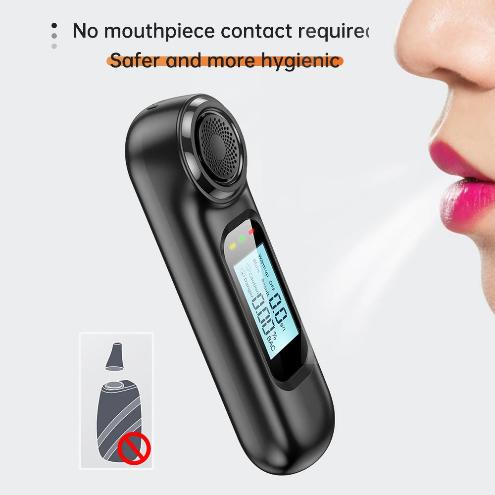 Portable Digital Breathalyzer Mini Professional Rechargeable Alcohol Tester Breathalyzer Drink Driving Analyzer LCD Display