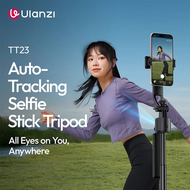 Ulanzi TT23 Auto-Tracking Selfie Stick Tripod Foaldable Selfie Tripod for Smartphone Camera for Gopro with Bluetooth for Travel