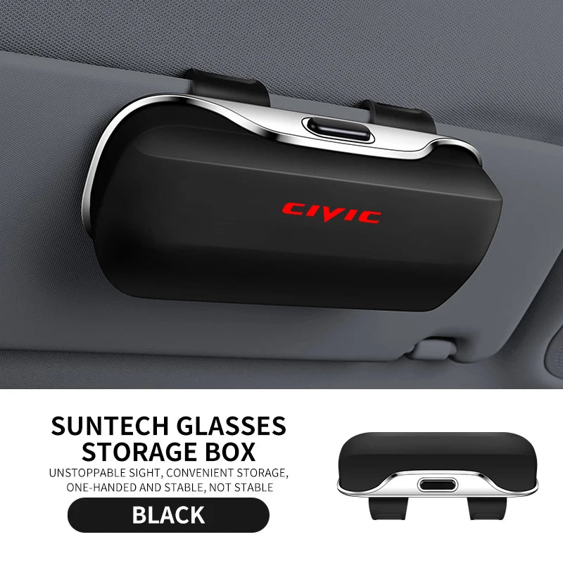 Car Eyewear Case Box Sunglasses Holder Sun Visor Storage Protective Frame Box Glasses Clip For Honda Civic 7 8 9 10 11Th Gen