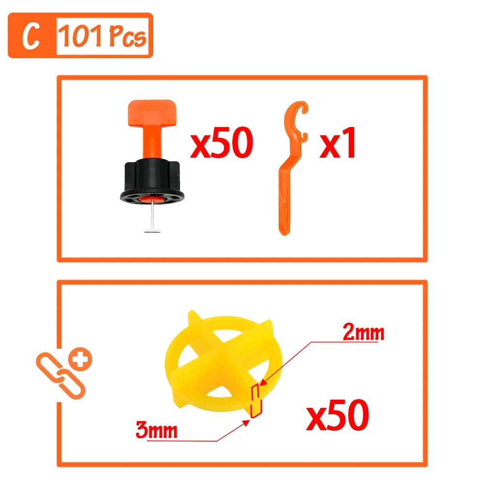 51-402Pcs Floor Tile Leveling System Clips Spacers Porcelain Ceramic Leveler Kit For Tile Laying Wall Fixing Construction Tools