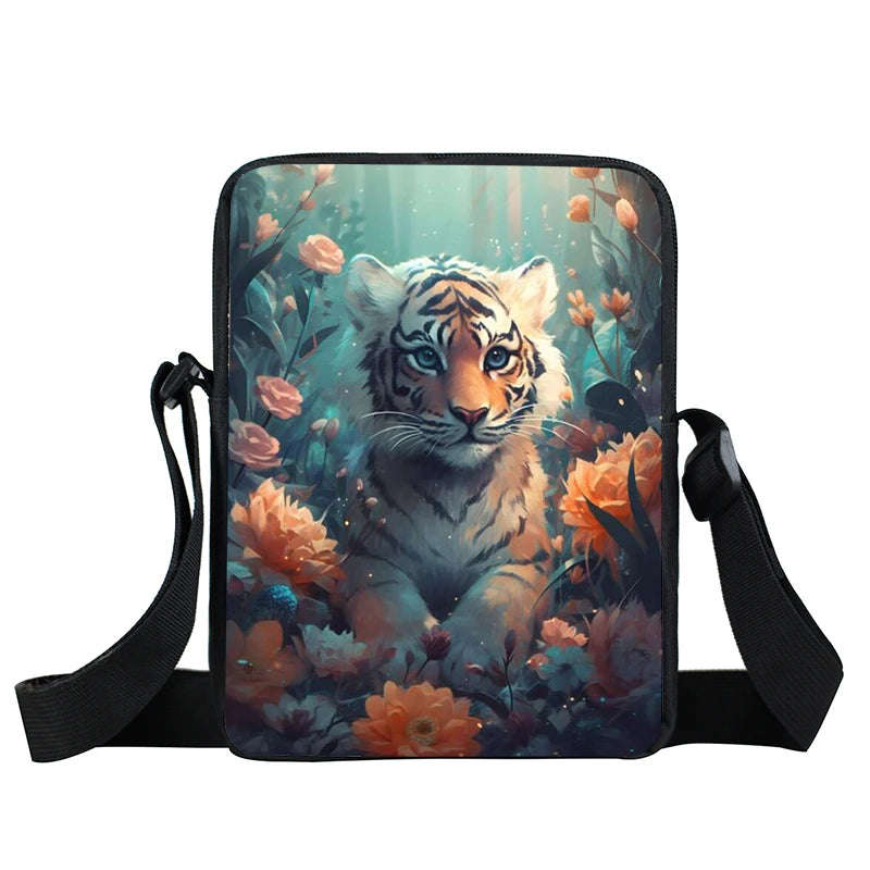 Kawaii Animals Panda Raccoon Fox Owl Print Crossbody Bag Women Men Shoulder Bags Teenager Handbag For Travel Messenger Bags Gift