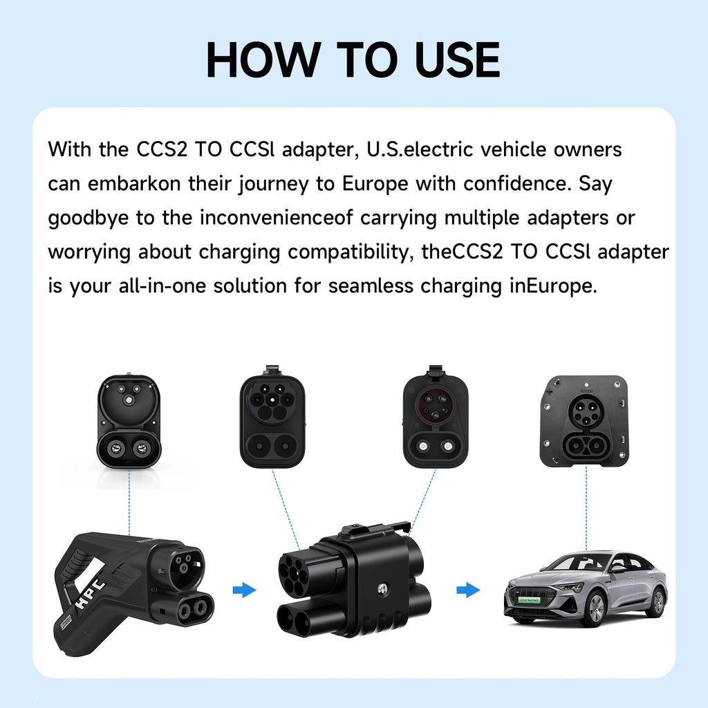 AFYEEV CCS2 to CCS1 Adapter 350A 350kW From CCS2 to CCS1 DC+AC Electric Vehicle Charger DC 1000V Fast Ev Charging Adapter