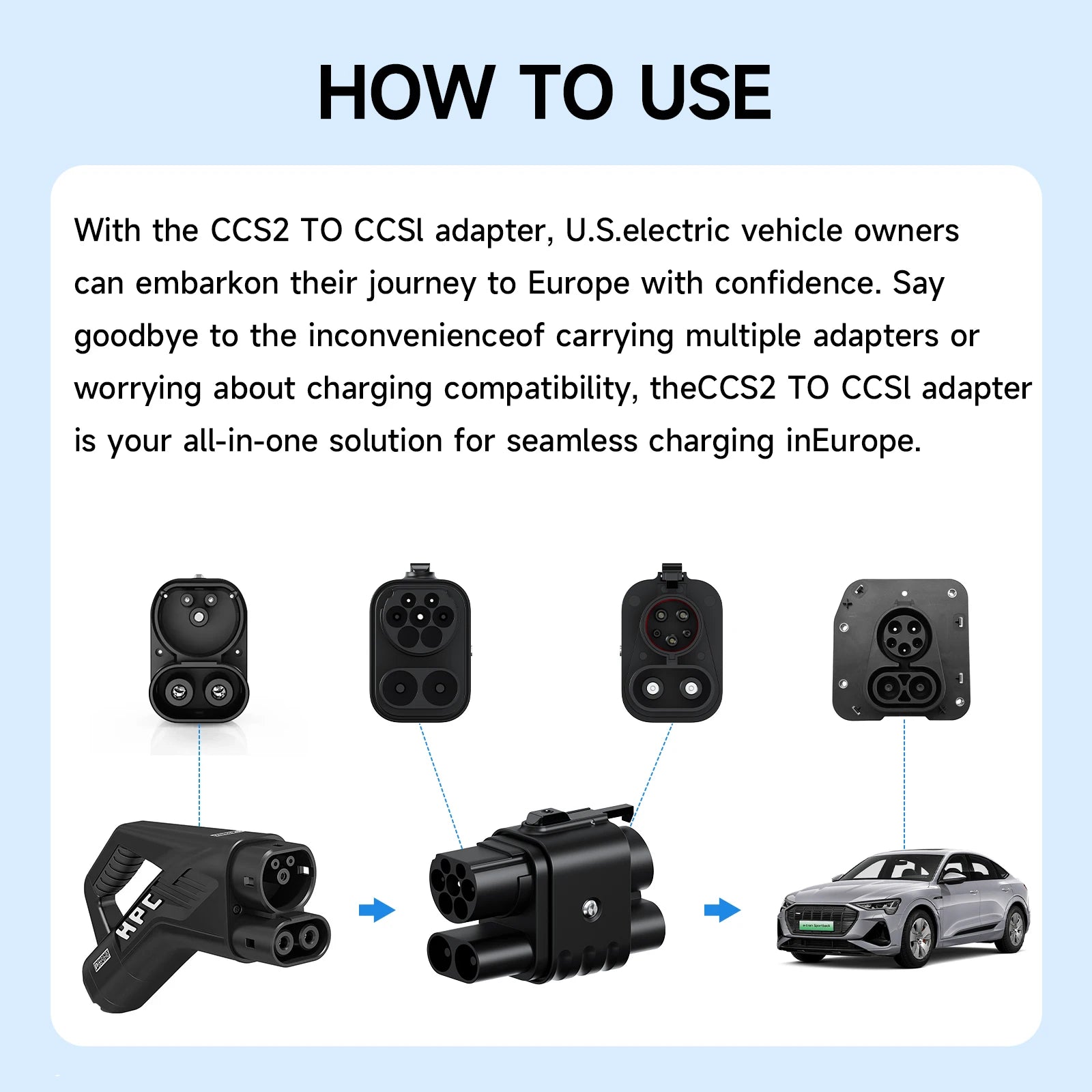 AFYEEV CCS2 to CCS1 Adapter 350A 350kW From CCS2 to CCS1 DC+AC Electric Vehicle Charger DC 1000V Fast Ev Charging Adapter
