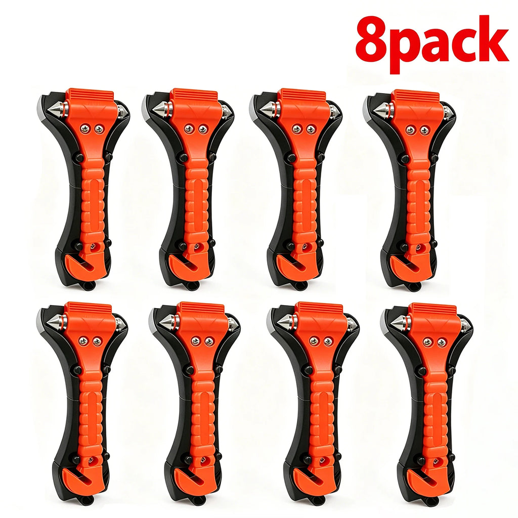 1/8PCS Emergency Escape Hammer, Car Safety Tool with Seat Belt Cutter & Window Breaker, Red Survival Tool for Camping Driving