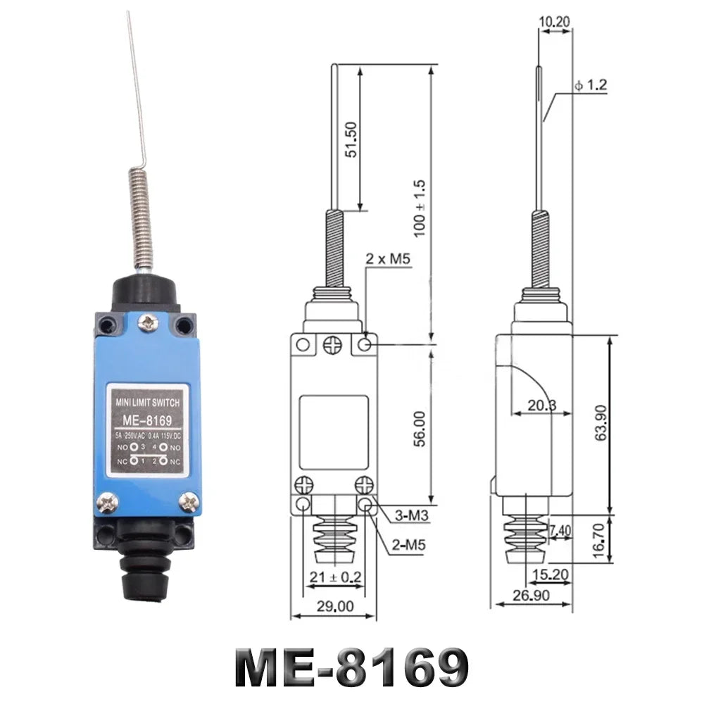Waterproof CNC Limit Switch ME 8108 8111 8122 9101 5A/220V Rotary Roller Lever Sealed Industrial Momentary Limit Switch 1NO 1NC