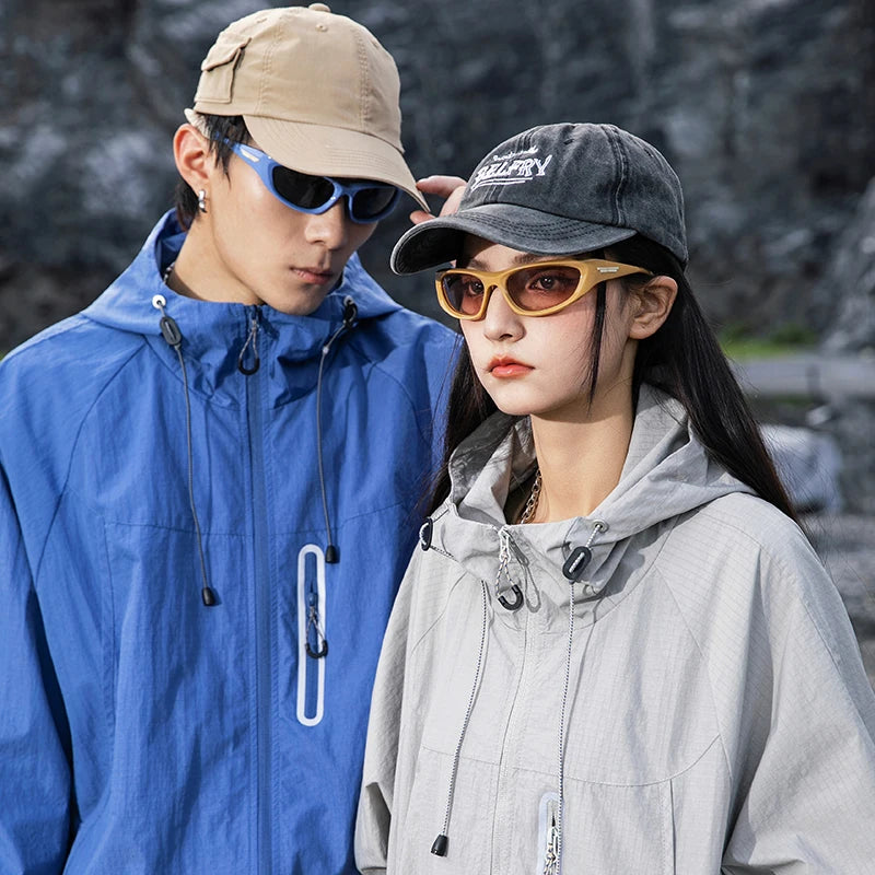Hiking Jacket Lightweight Windproof Waterproof Outdoor Hiking Mountaineering Jacket Men Reflective Hooded Coats Women Autumn