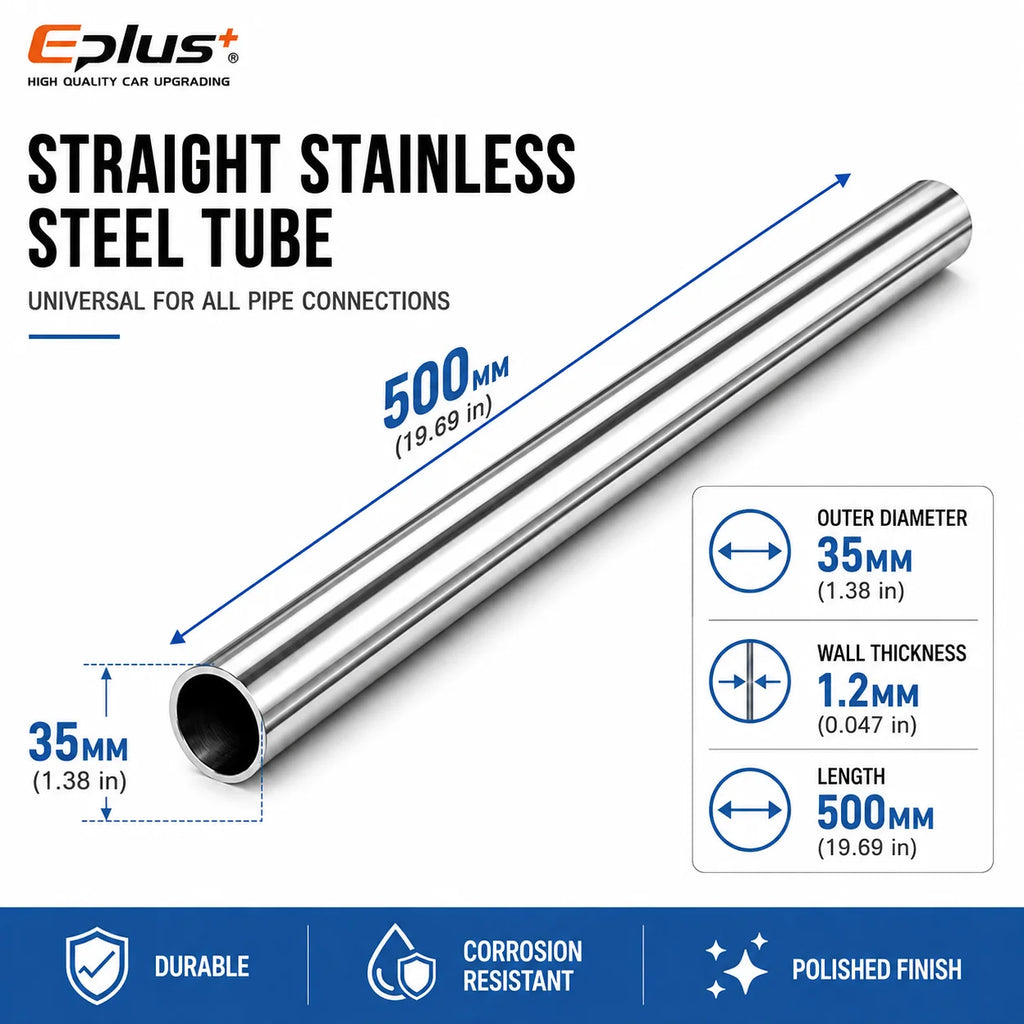 500mm Length 304 Stainless Steel Straight Pipe 1.2mm Thick Universal Round Tube OD 19-89mm for Connections metal tube Adapter