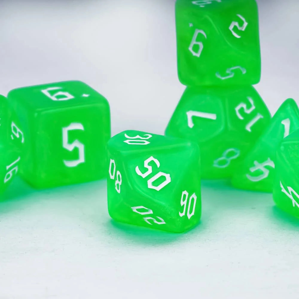 DND Glitter Dice Set 7Pcs/Set Sickle Font D4 D6 D8 D10 D% D12 D20 Polyhedral Dice for Dungeons&Dragons Role Playing Board Games