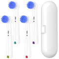 Electric Toothbrush Travel Container and 4x Ultra Soft Replacement Brush Heads, Compatible with Oral B Electric Toothbrush