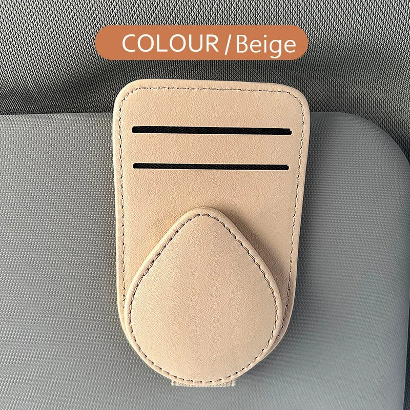 Car Sunglasses Holder Clip Universal Auto Sun Visor Eyeglass Hanger Cards Glasses Storage Bracket Leather Interior Accessories