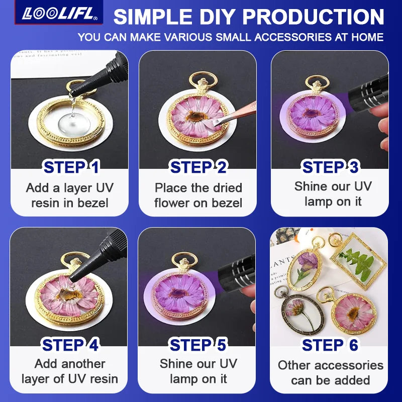 Highly Transparent UV Glue, Waterproof, UV-Enhanced Curing, Used for Handicraft Production, DIY Models. (With Ultraviolet Lamp)