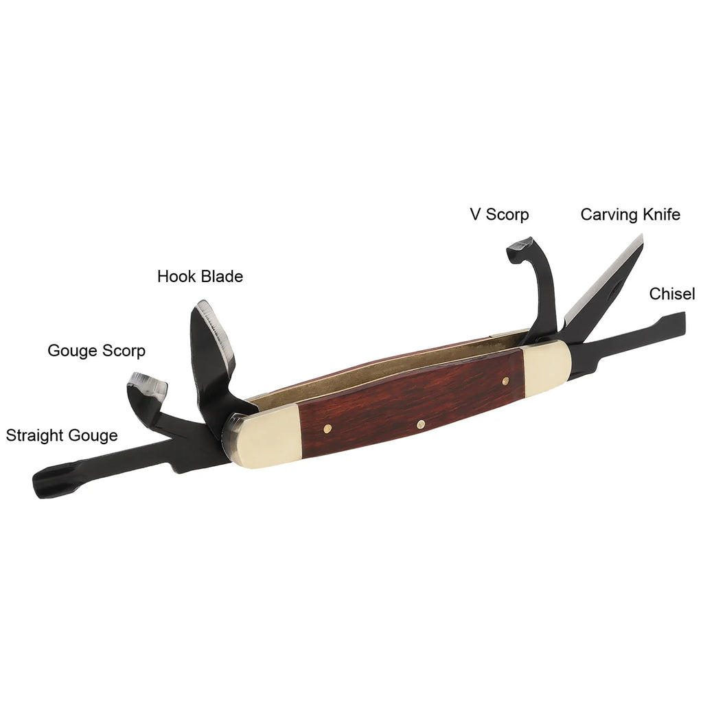 Folding Multi-Tool Portable Carving Tool Whittling Cutter Right Handed Engraving Tool Holder for Wood Carving / Woodworking