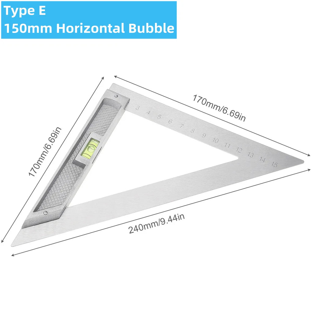 200/250/300mm Aluminum Square Ruler Right Angle 90 Degree Turning Rule Woodworking Measuring Tool Angle Square Carpenter Ruler