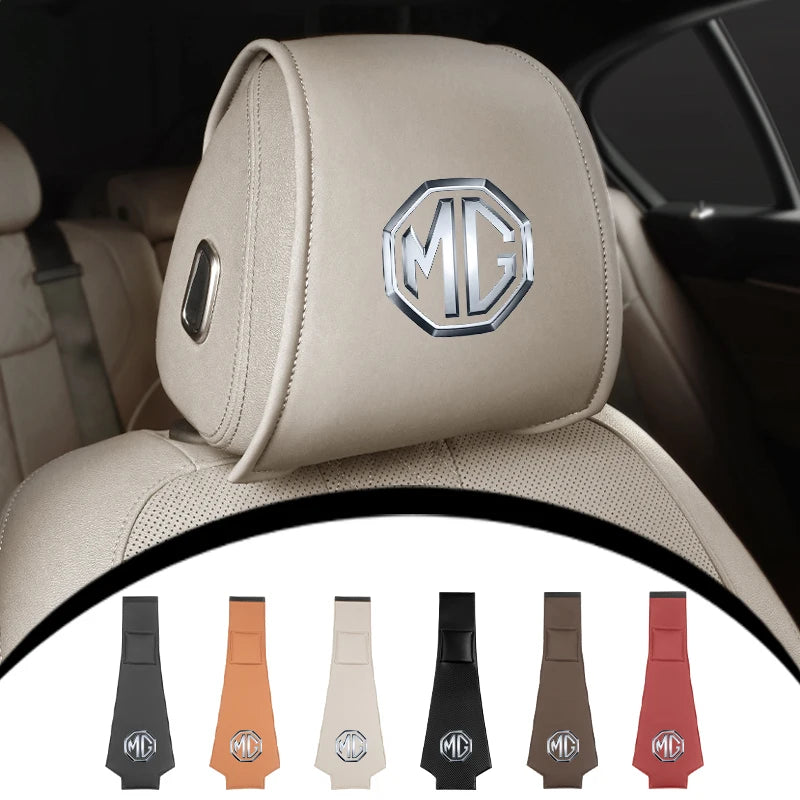 Car Headrest Storage Cover Leather Neck Pillowcase For Morris Garages MG 6 3 5 7 TF ZR ZS HS GS GT Hector RX5 RX8 350 550 Gundam