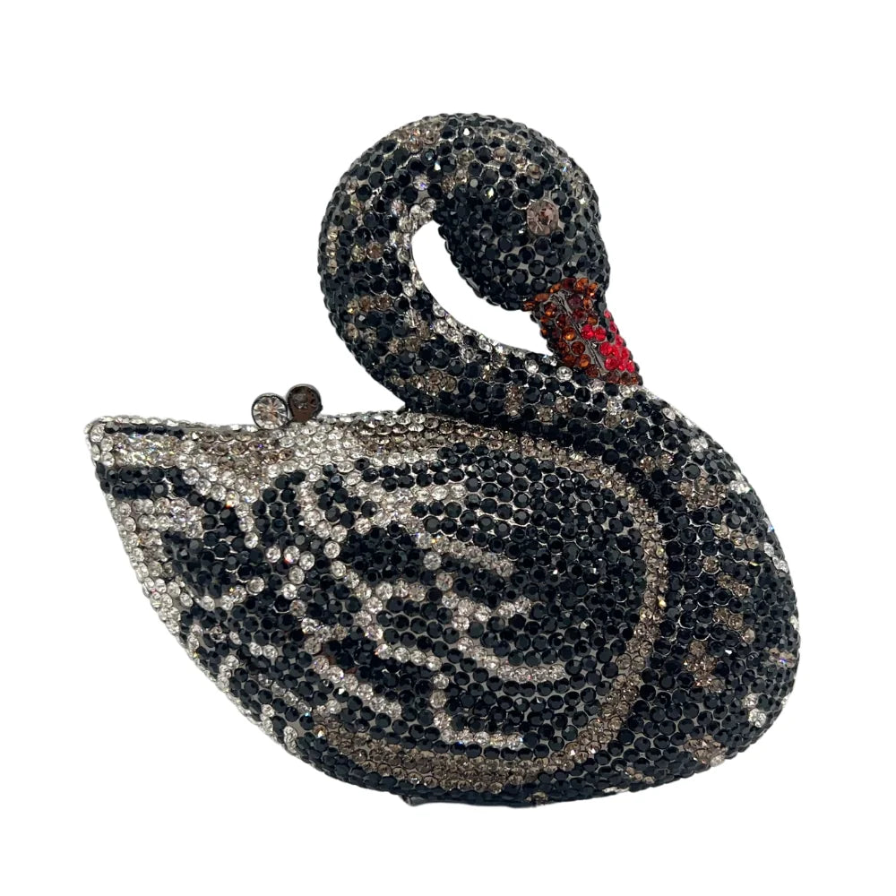 New Product Colorful Jewelry Crystal Swan Evening Bag Luxury Ladies Boutique Evening Bag With High Quality