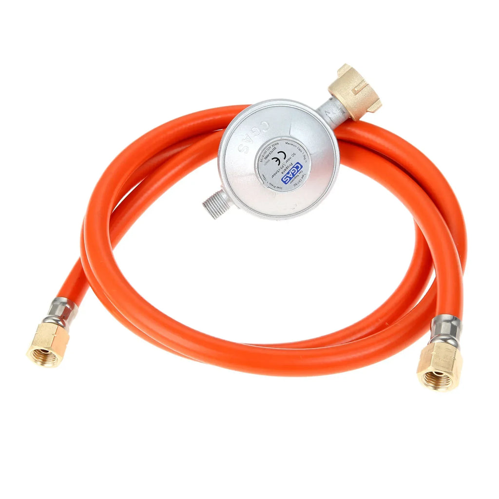 Gas Hose 150cm Pressure Reducer 50mbar Regulator Set with Transition 1/2" R X 1/4" Lks Adapter for LPG BBQ Gas Grill Gas Cooker