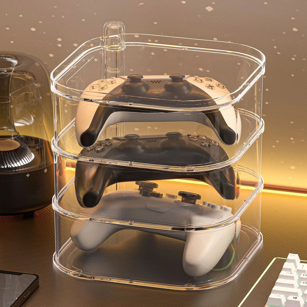 Controller Stand Storage Box,Large Capacity Multi-layer Game Console Card Holder Organizer for Desktop Display Home Storage