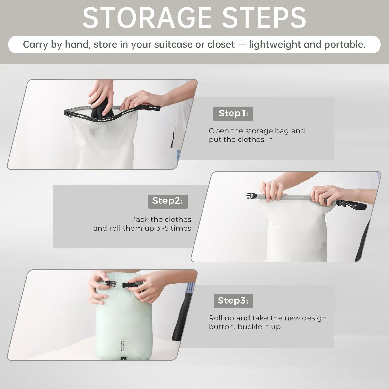 Waterproof Dry Bag Ultralight Clothing Storage Bag Lightweight Roll Top Travel Packing Organizer for Luggage Swimming Outdoor