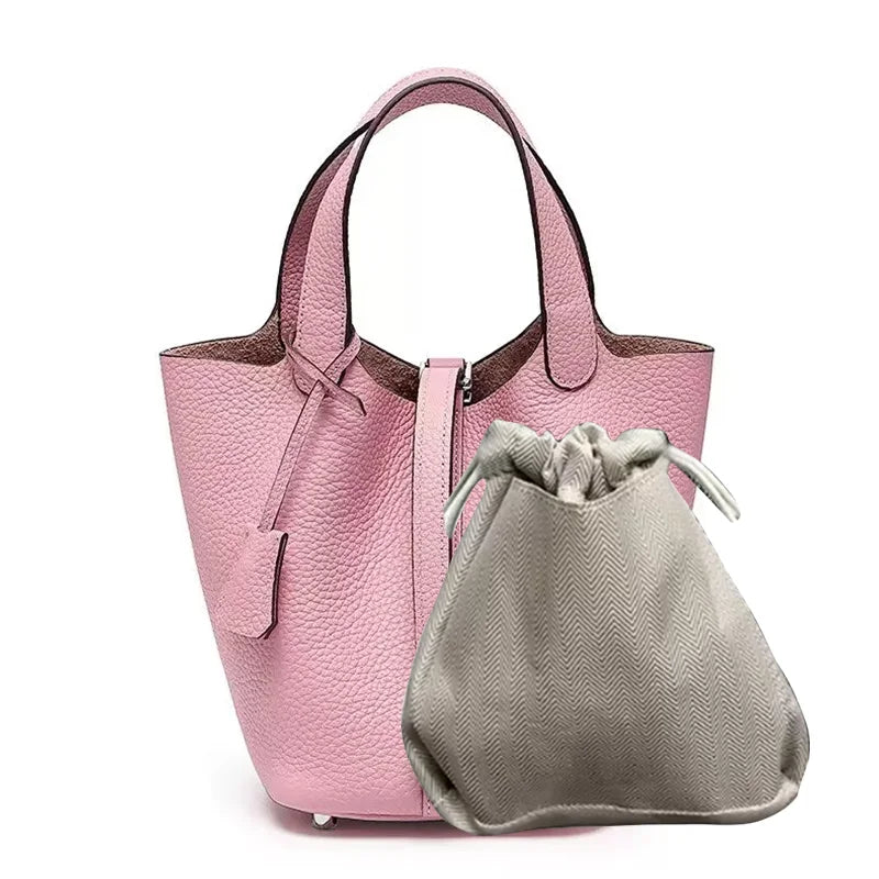 Real Leathe Women Bags Handbags Bucket Bag New Fashion Tote Bag Genuine Leather Luxury Desginer Big Size Large Lady Hand Bags