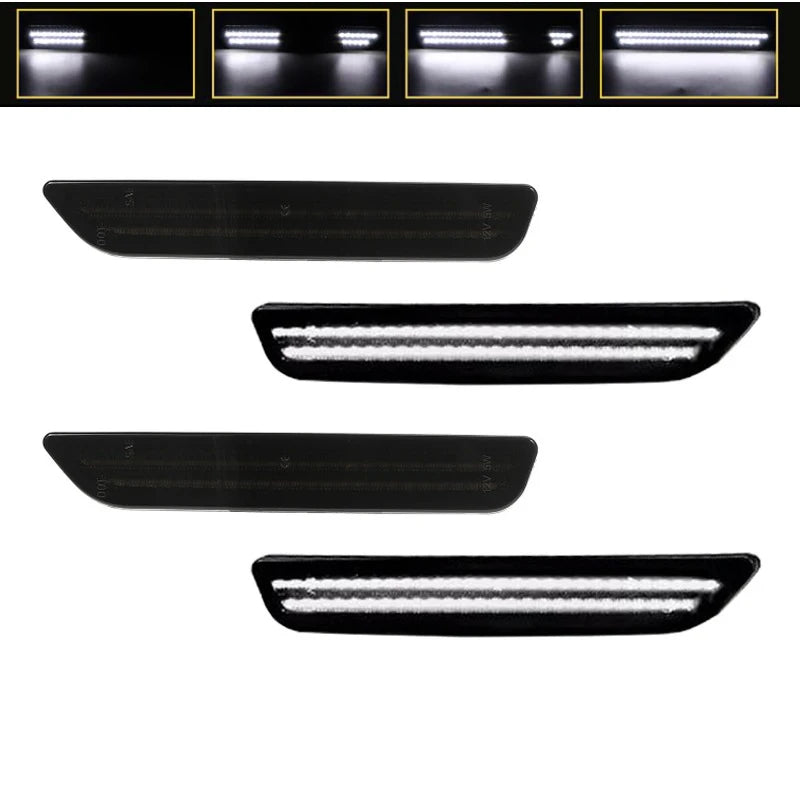 4PCS Smoked Lens LED Side Marker Light Front and Rear Indicator Lamps for Ford Mustang 2010-2014