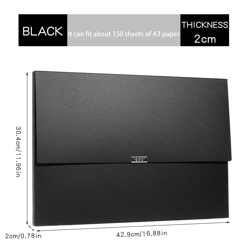 A3 Document File Box High-grade Type Foldable BuckleThickened Waterproof Large Capacity Plastic Paper Storage