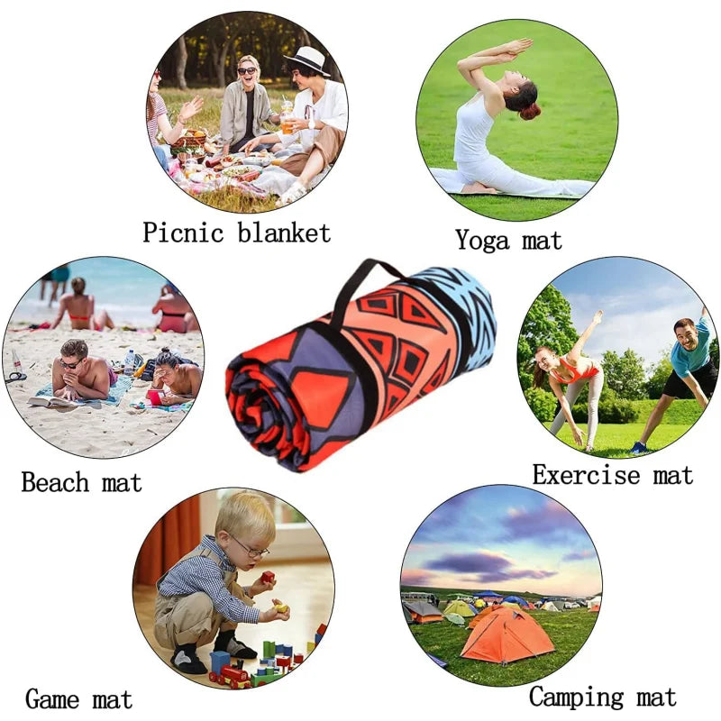 Outdoor Picnic Blanket Waterproof Extra Large Camping Mat Thickness 4mm 3-Layers Beach Blanket Rolling Up Packaging Park Blanket
