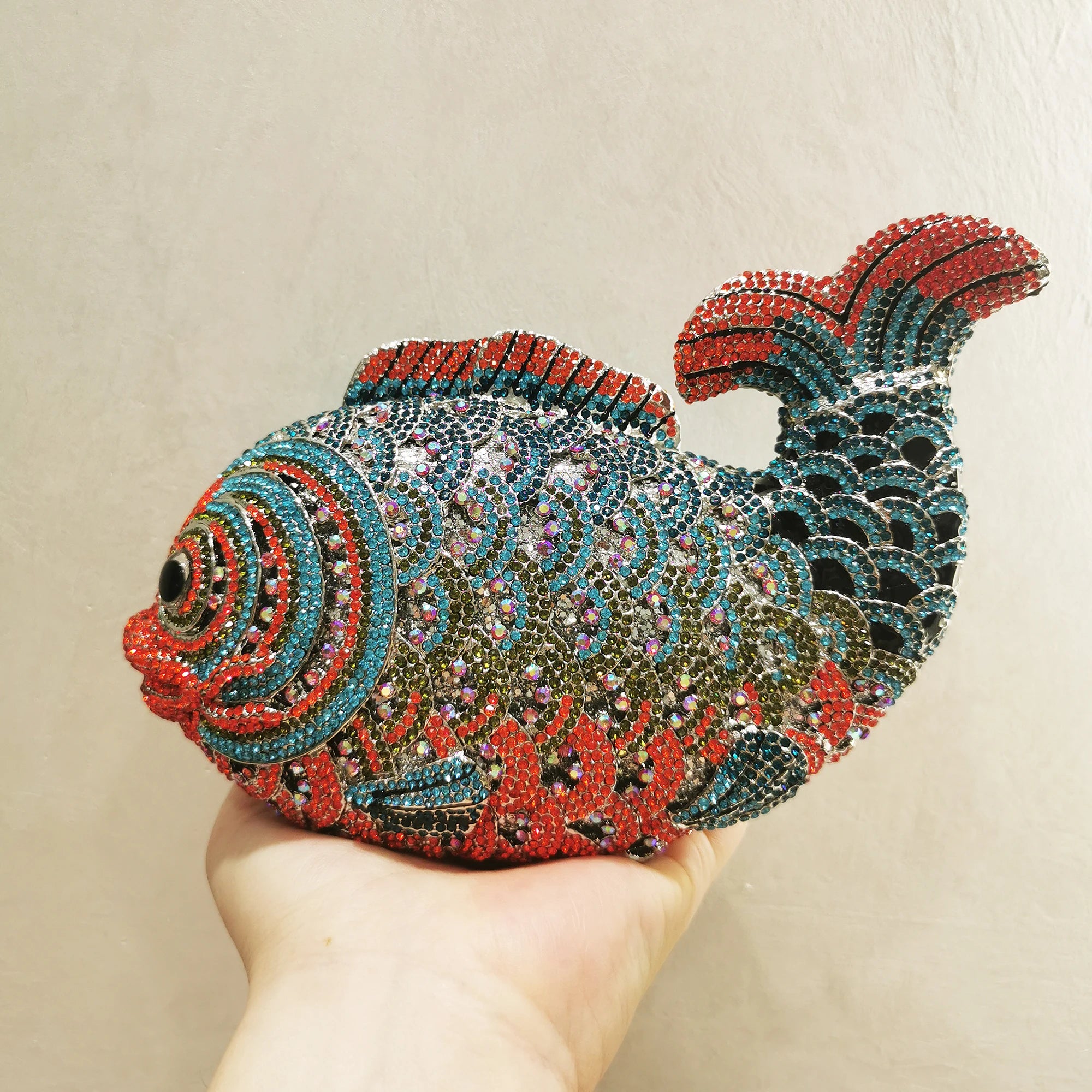 Red/Orange Fish Crystal Mini Evening Bag Diamond Women Dinner Purses Luxury Lady Rhinestone Bling Party Cocktail Handbags