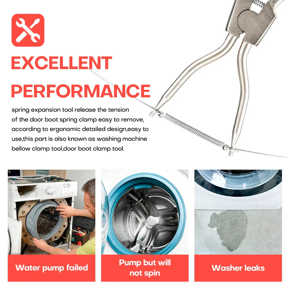 Washing Machine Spring Expansion Tool Spring Clamp Pliers Hand Tool Effortless for Remove & Install Inner Outer Tub Seal Clamp