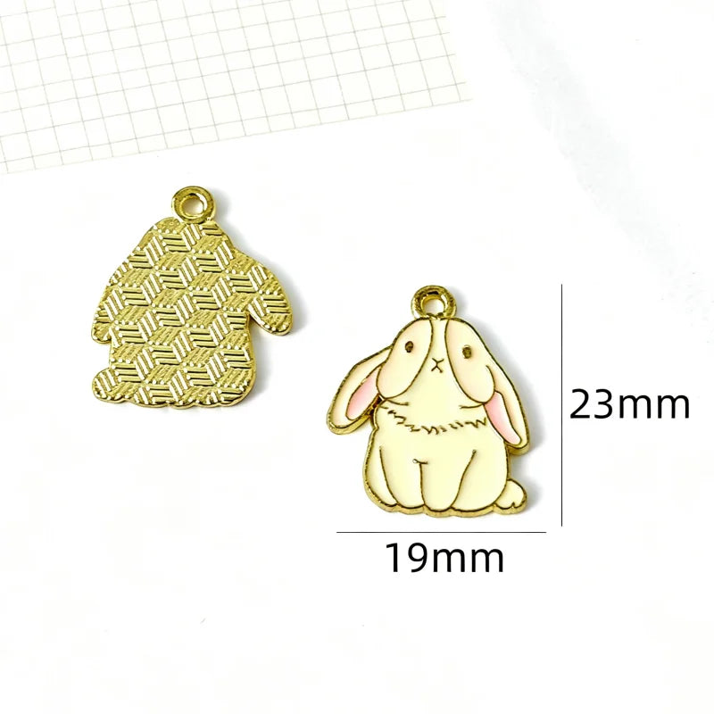 10pcs Drip Oil Alloy Small Animal Kitten, Puppy, Little Rabbit Pendant DIY Necklace Bracelet Earrings Phone Chain Pendant