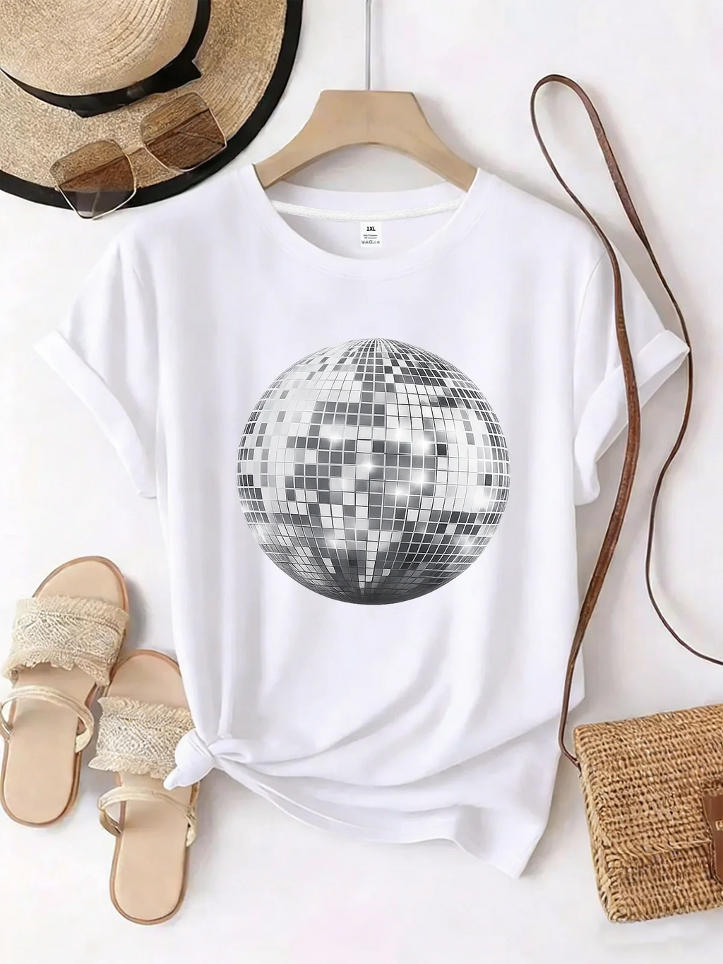 【WZM101347】Pattern printed plus size women's round neck summer casual short sleeved street fashion versatile plus size T-shirt