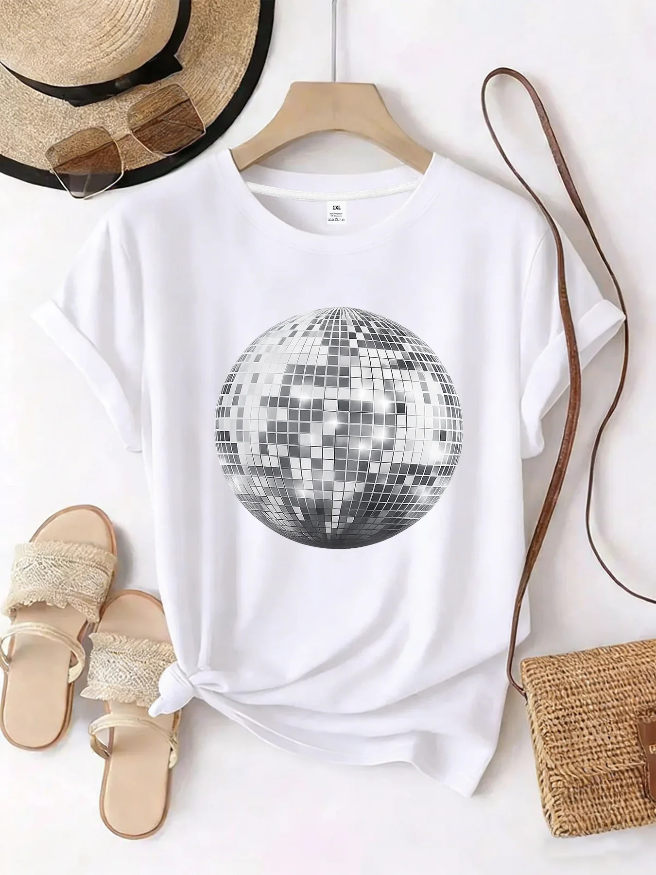 【WZM101347】Pattern printed plus size women's round neck summer casual short sleeved street fashion versatile plus size T-shirt