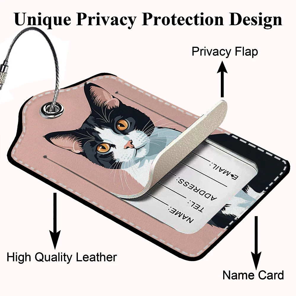 HOT SALE Cute animals Leather Business Luggage Tag Suitcase Address Label Luggage Boarding Case Label Name ID Address Clip