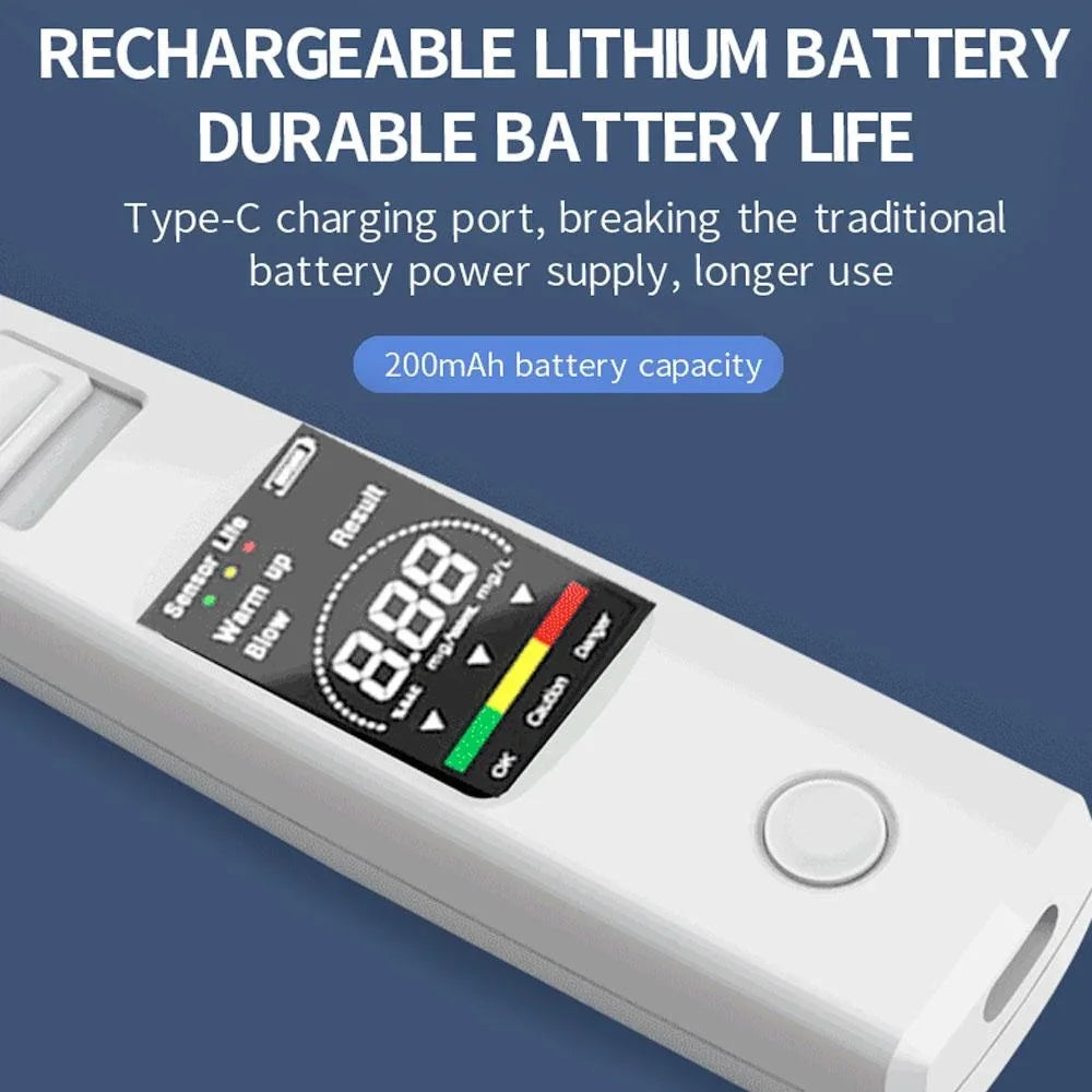 Professional Portable Alcohol Tester High Precision Digital Breathalyzer for Cars and Vehicles Breath Alcohol Meter Blow Detector Contactless Alcohol Gauge Measuring Instrument for Driver Safety Driving Gadget Auto Electronic