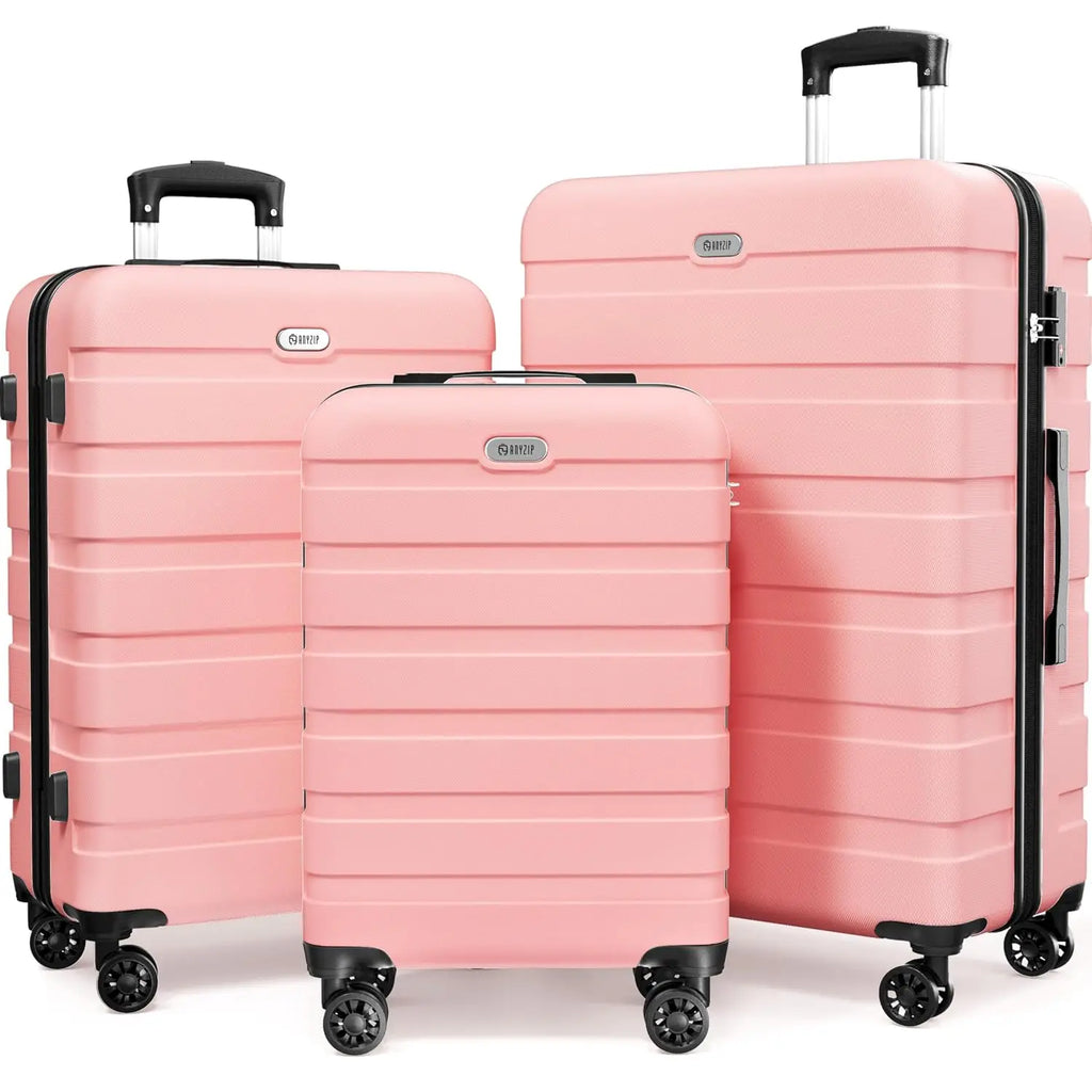 3 Piece PC ABS Hardshell Luggage Set Lightweight Travel Suitcases 4 Double Spinner Wheels TSA Lock, Customized