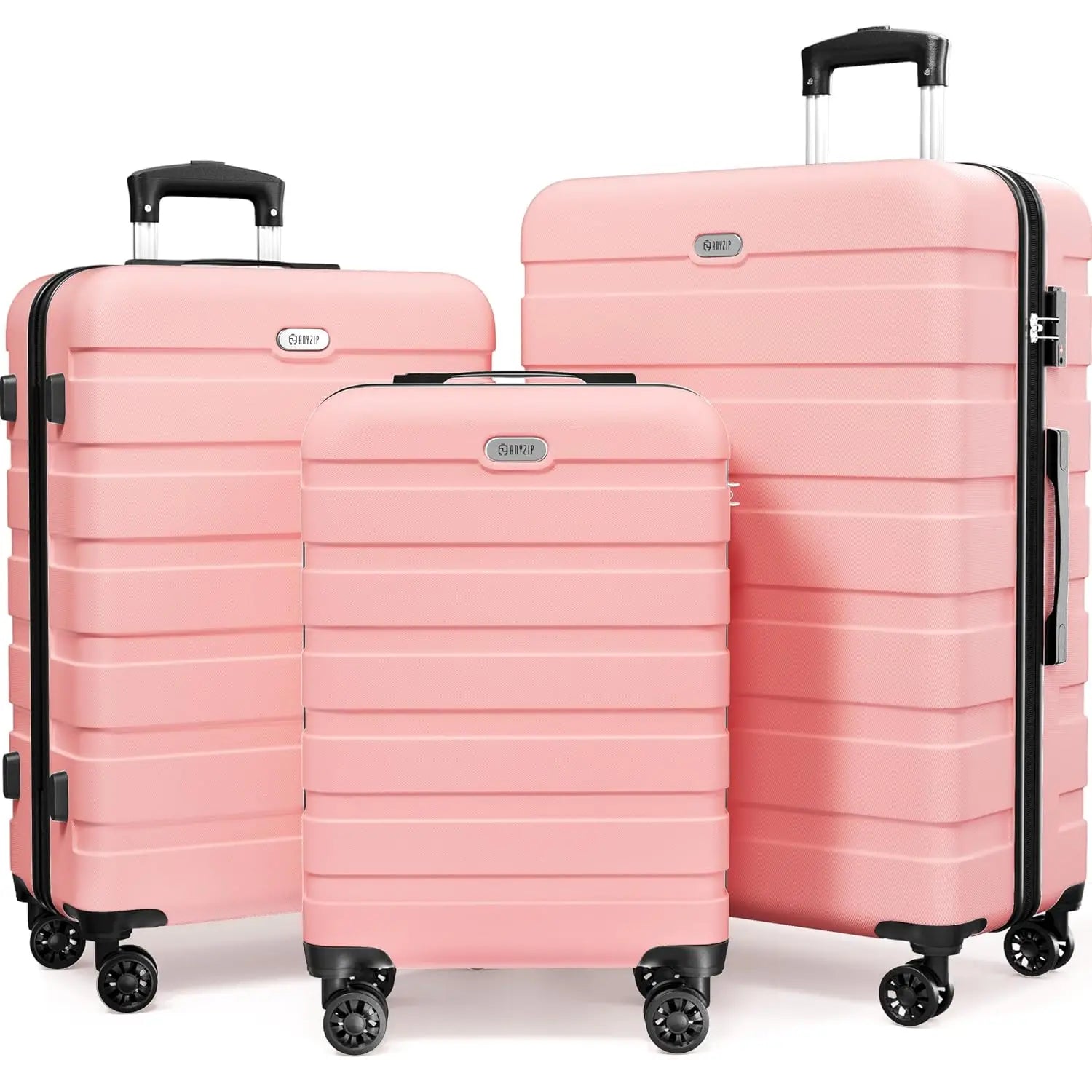 3 Piece PC ABS Hardshell Luggage Set Lightweight Travel Suitcases 4 Double Spinner Wheels TSA Lock, Customized