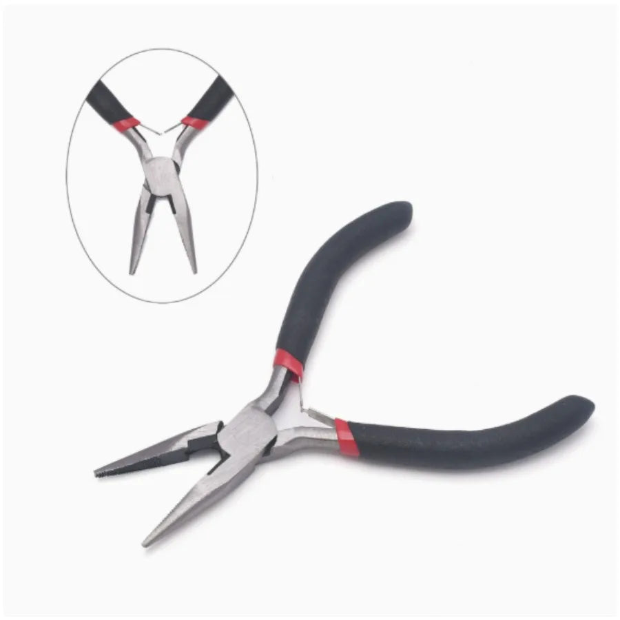 4.5 Inch Mini Small Pliers with Teeth and Pointed Nose Pliers Handmade Small Flat Mouth Pliers Jewelry Pliers Extended Toothless