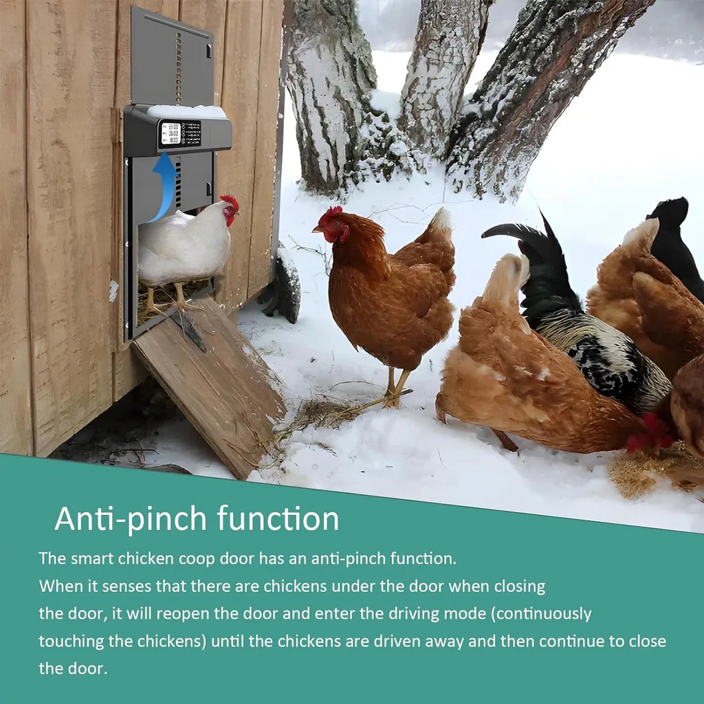 Safety Gate Anti-Pinch Function Small Pet Supplies LCD Display Automatic Chicken Coop Door Controlled Open Retractable Door