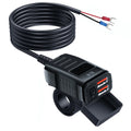 Motorcycle Vehicle-Mounted Charger Waterproof Adapter 12V-24V Phone USB PD Ports Quick Charge 3.0 With Switch Digital Voltmeter