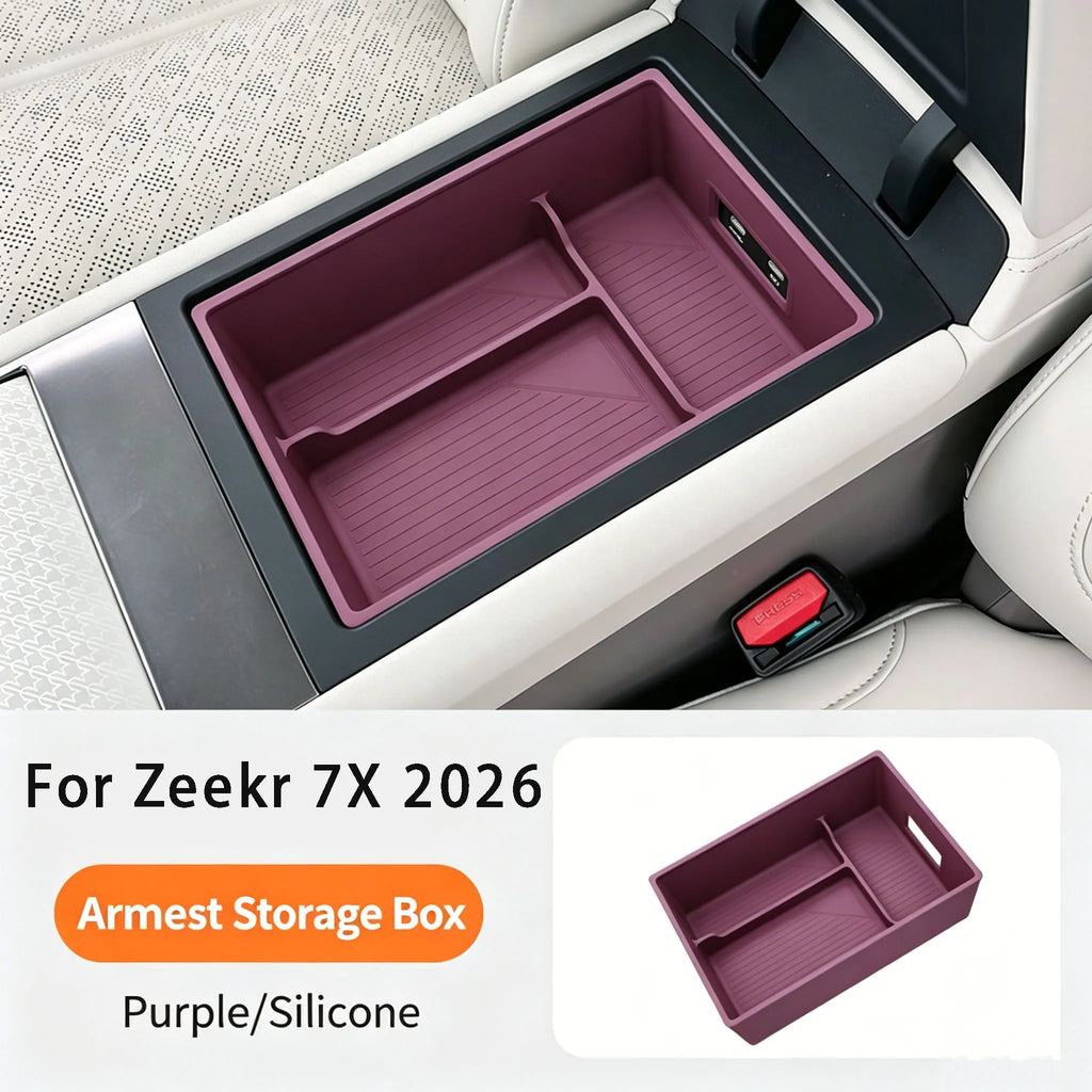 For New Zeekr 7X 2026 Handrail Box  Storage Box Car Storage Box  Silicone Storage  Modified Accessories Interior